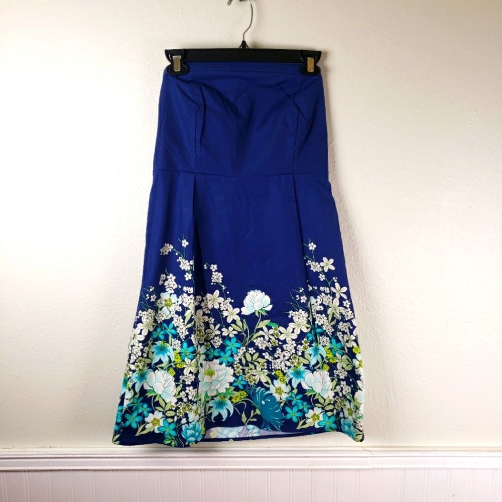 Women's NWT Old Navy Navy Blue Strapless White Floral Mini Dress Size 10/Medium